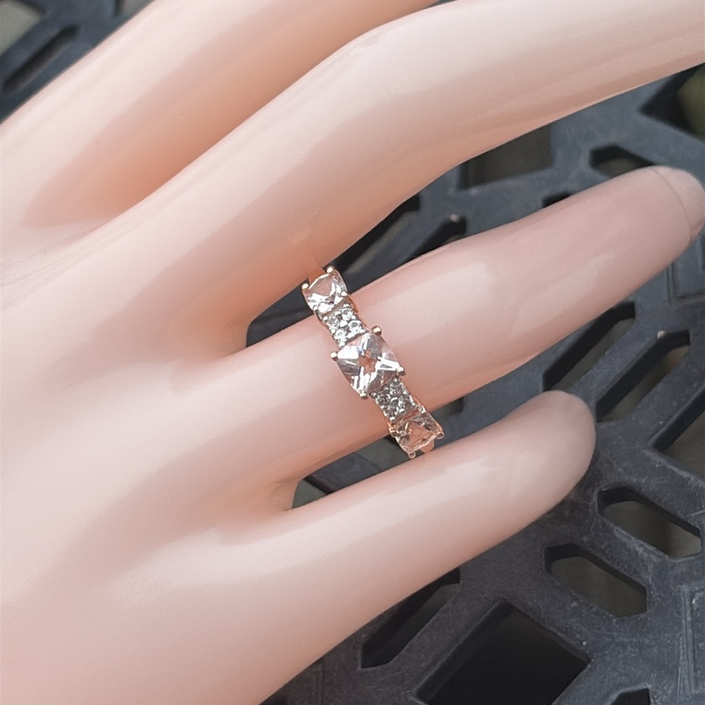 Natural Morganite 1.07 carat Designer 14k Rose Gold over Sterling Size 8 - Picture 13 of 14